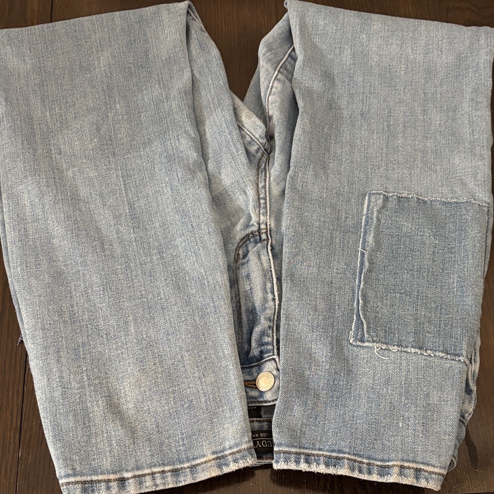 Judy Blue Patchwork Boyfriend Jeans Size 3/26 Mid Rise Stretch Denim - Picture 7 of 8